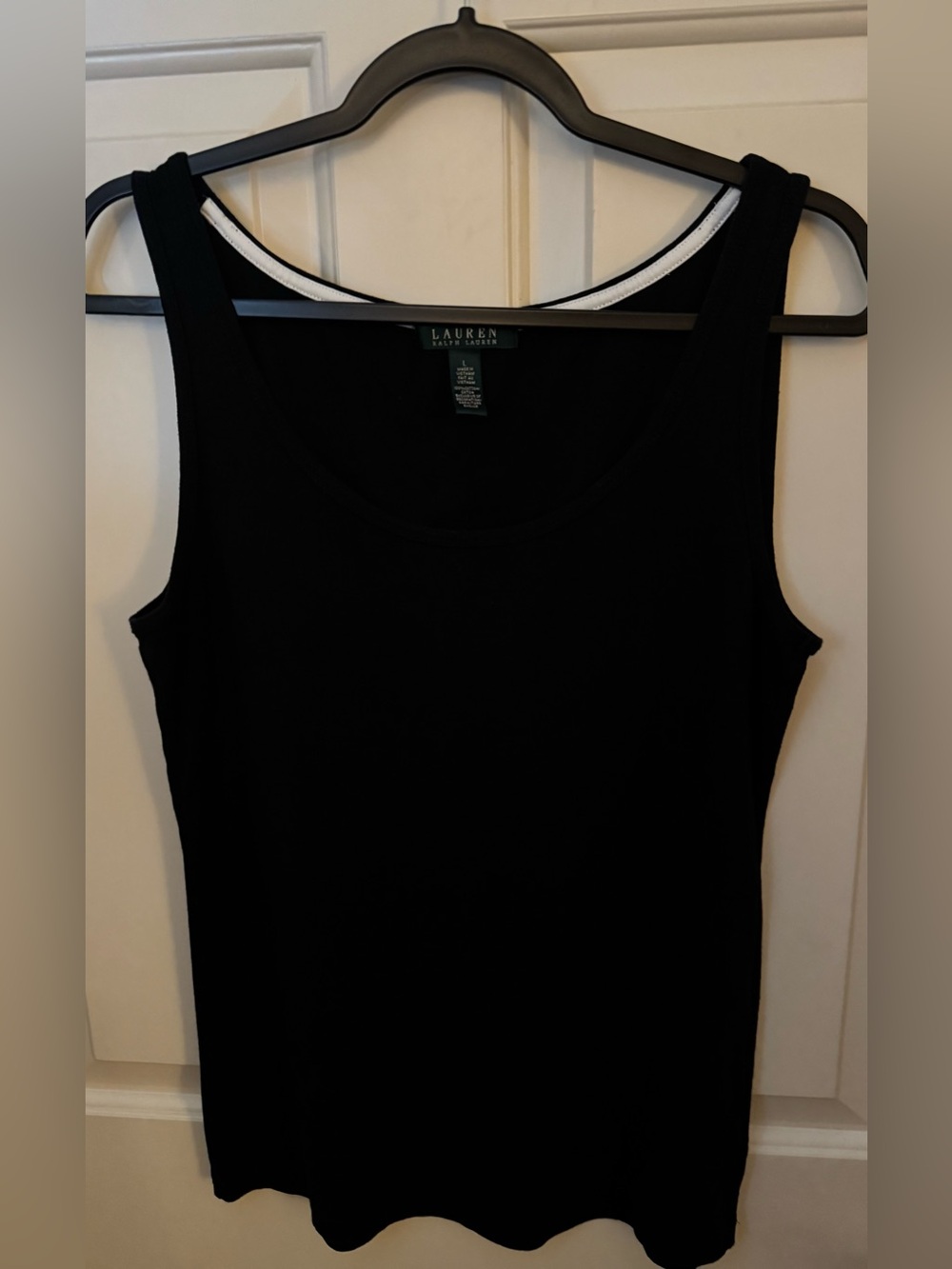 Lauren Ralph Lauren Tank 100% Cotton Black Scoop Neck Tank Size - Large